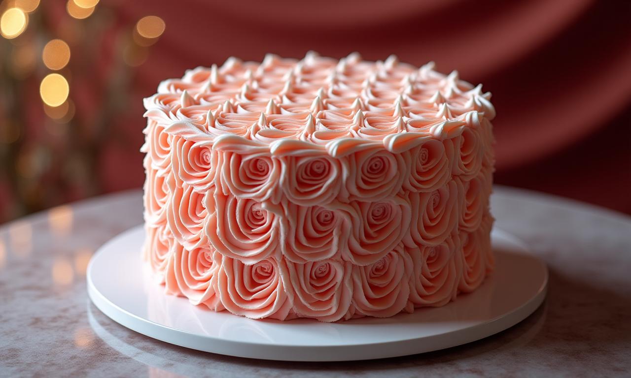 A stunning, intricate cake with geometric fractal patterns in the frosting.